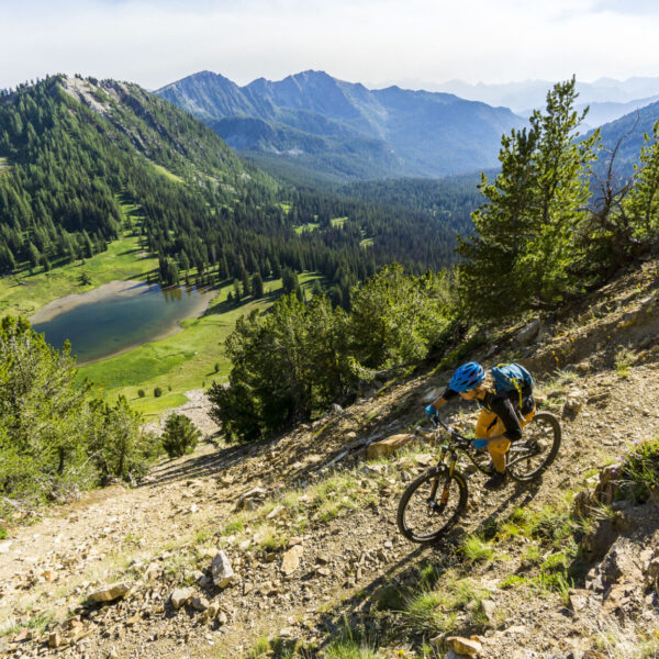 Nikki Rohan riding the Angel's Staircase loop in the high Alpine of Washington State's North Cascade Mountains near Twisp, WA