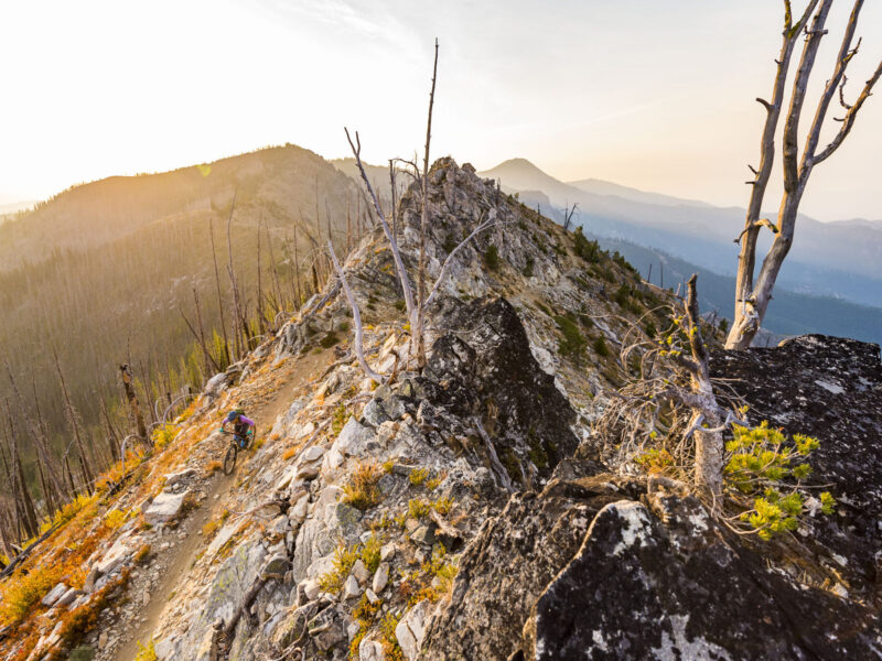Nikki Rohan on a dawn patrol in the Entiat Mountains of the Cascades. Imagery is model released.